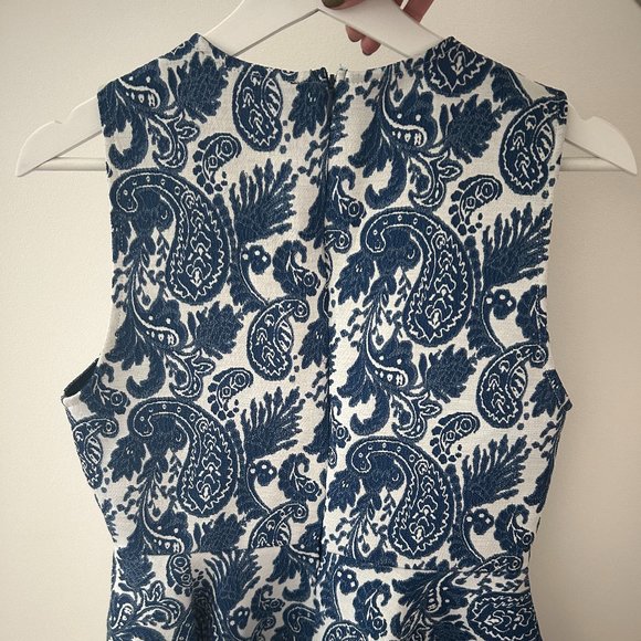 COPY - ZARA White and Blue Floral Peplum shirt in size small - Picture 2 of 2